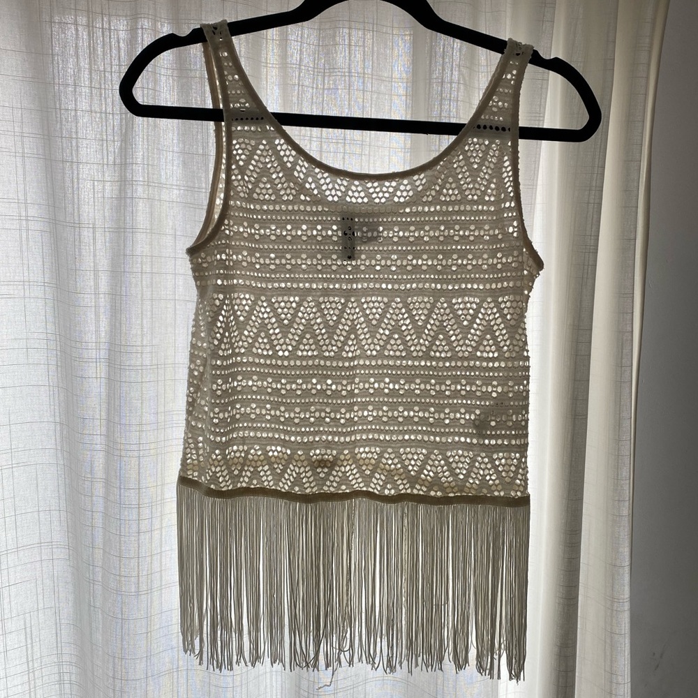 Ivory Fringe Tank Top - size 4